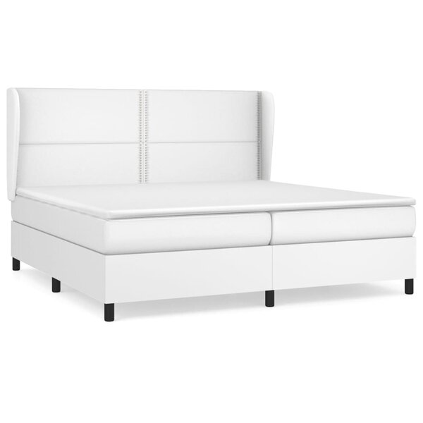 vidaXL Sommier à lattes de lit avec matelas Blanc 200x200cm Similicuir