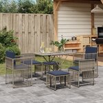 vidaXL Ensemble à manger de jardin 7 Pièces coussins gris résine tressée