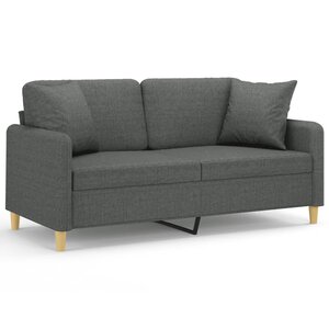vidaXL Canapé 2 places avec oreillers gris foncé 140 cm tissu