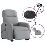 vidaXL Fauteuil inclinable de massage électrique Gris clair Tissu