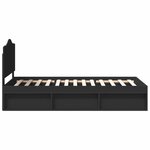 vidaXL Cadre de lit avec tête de lit Noir 90 x 200 cm Pin massif