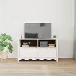 vidaXL Meuble TV Drammen Blanc 99 x 43 x 55 cm Bois de pin massif