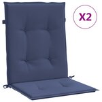 vidaXL Coussins de chaise à dossier bas lot de 2 bleu marine tissu