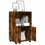 vidaXL Armoire à roulettes chêne fumé 55x40x91 cm bois d'ingénierie
