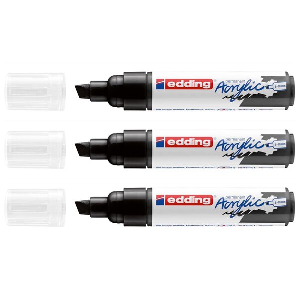 Marqueur Acrylique 5000 Noir Pointe Large 5-10 mm x 3 EDDING