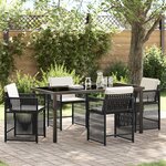 vidaXL Ensemble de salle à manger de jardin de 5 pièces avec coussins en rattan poly noir