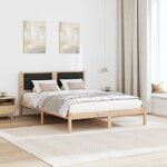 vidaXL Cadre de lit avec tête de lit Noir 140 x 190 cm Pin massif