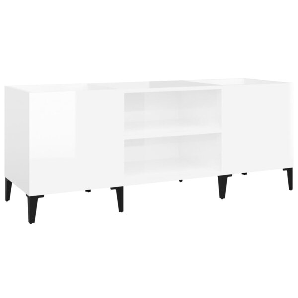 vidaXL Armoire à disques blanc brillant 121x38x48 cm bois d'ingénierie