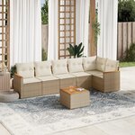 vidaXL Salon de jardin avec coussins 7 Pièces beige résine tressée
