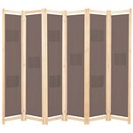 vidaXL Cloison de séparation 6 panneaux Marron 240 x 170 x 4 cm Tissu