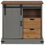 vidaXL Buffet HALDEN porte coulissante gris 80x40x80 cm bois massif