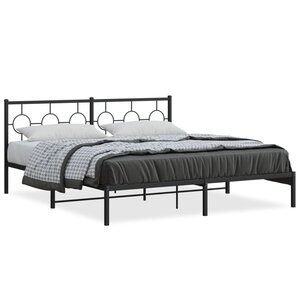 vidaXL Cadre de lit métal sans matelas et tête de lit noir 180x200 cm
