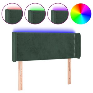 vidaXL Tête de lit à LED Vert foncé 83x16x78/88 cm Velours