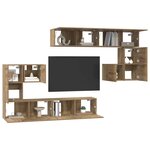 vidaXL Unites TV Montage mural 4 Pièces Chêne artisanal Bois d'ingénierie