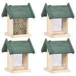 vidaXL Mangeoires à oiseaux 4 Pièces Bois de sapin
