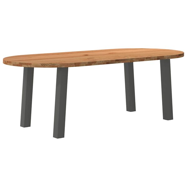 vidaXL Table à manger 220x100x74 cm bois de chêne massif ovale