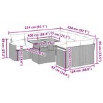 vidaXL Salon de jardin avec coussins 9 Pièces beige résine tressée acacia