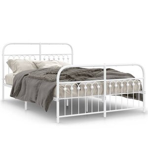 vidaXL Cadre de lit métal sans matelas et pied de lit blanc 140x200 cm