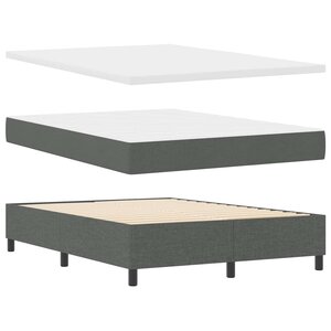 vidaXL Lit à ressorts avec matelas Gris foncé 160 x 200 cm tissu