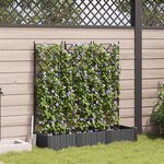 vidaXL Jardinière avec Treillis 3 Pièces Noir 120x40x125.5 cm