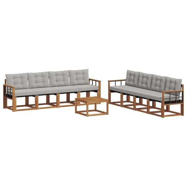 vidaXL Ensemble de canapés d'extérieur 9 pc Gris Naturel et Clair
