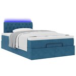 vidaXL Lit ottoman avec matelas et LED bleu foncé 90x200cm velours