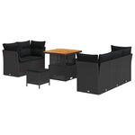 Ensemble de canapés de jardin vidaXL 8 pièces avec coussins Noir Poly Rattan
