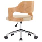 vidaXL Chaise pivotante de bureau Crème Bois courbé et similicuir