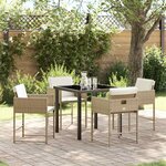 vidaXL Ensemble de salle à manger pour jardin 5 Pièces Beige Poly rotin
