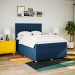 vidaXL Sommier à lattes de lit avec matelas Bleu 140x200 cm Tissu