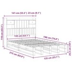 vidaXL Lit bibliothèque sans matelas 135x190 cm bois de pin massif