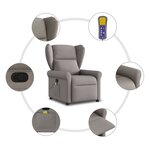 vidaXL Fauteuil de massage inclinable Taupe Tissu