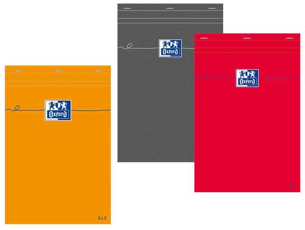 Bloc-notes A6 105x148mm Quadrillé 80 Feuilles 80g Orange OXFORD