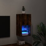 vidaXL Meuble TV avec lumières LED chêne fumé 30 5x30x60 cm