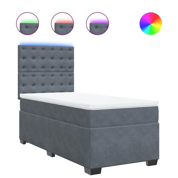 vidaXL Sommier à lattes de lit avec matelas Gris foncé 100x200 cm
