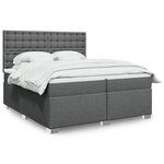 vidaXL Sommier à lattes de lit avec matelas Gris foncé 200x200cm Tissu