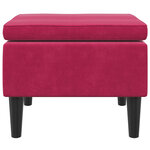 vidaXL Tabouret avec pieds en bois Rouge bordeaux Velours