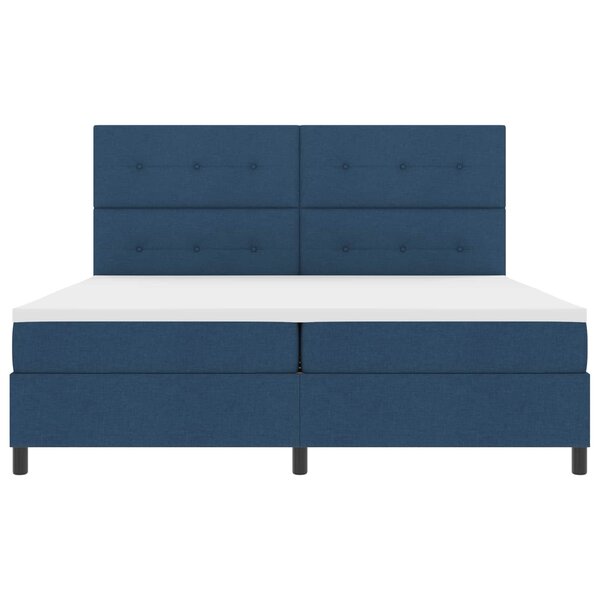 vidaXL Lit à ressorts avec matelas avec LED Bleu 200 x 200 cm tissu
