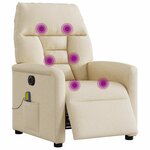 vidaXL Fauteuil inclinable de massage électrique crème tissu
