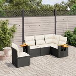 vidaXL Salon de jardin 5 Pièces avec coussins noir résine tressée