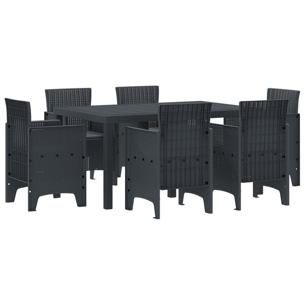 vidaXL Ensemble de Salle à Manger de Jardin 7 Pièces avec Coussins Anthracite  Polyrotin