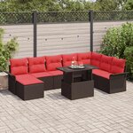 vidaXL Ensemble de canapé de jardin 9 Pièces Marron Poly Rattan