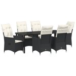 vidaXL Ensemble de Salle à Manger de Jardin 7 Pièces avec Coussins Noir Poly Rattan