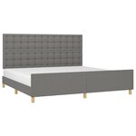 vidaXL Cadre de lit sans matelas gris foncé 200x200 cm tissu