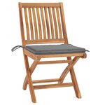 vidaXL Chaises de jardin lot de 2 et coussins gris Bois de teck massif
