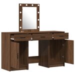 Ensemble coiffeuse 3 pièces avec LED en chêne noir en bois d'ingénierie