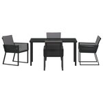 vidaXL Ensemble de dining de jardin 5 pièces avec coussins Noir Rattan poly