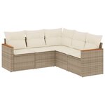 vidaXL Salon de jardin avec coussins 5 Pièces beige résine tressée