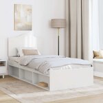 vidaXL Cadre de lit avec tête de lit Blanc 90 x 200 cm Pin massif