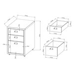 Caisson de bureau armoire meuble de rangement à roulettes acier 48 x 28 x 41 cm rouge 03_0009122